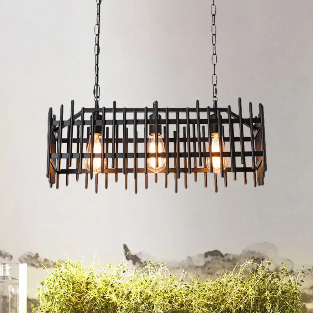 Antique style black & rust wire cage island light kitchen pendant