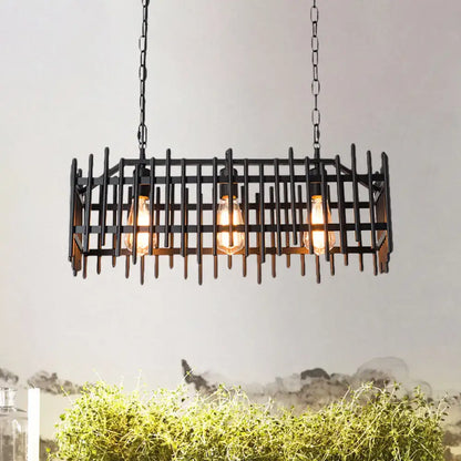 Antique style black & rust wire cage island light kitchen pendant