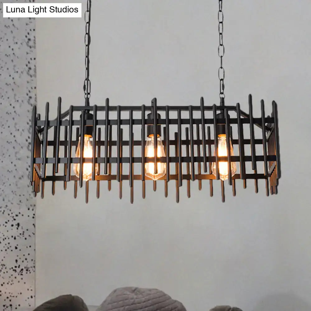 Antique style black & rust wire cage island light kitchen pendant