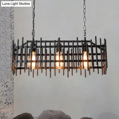Antique style black & rust wire cage island light kitchen pendant
