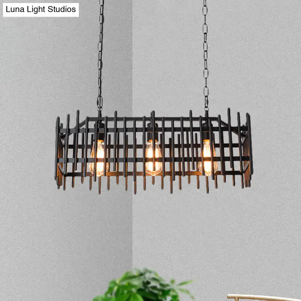Antique style black & rust wire cage island light kitchen pendant