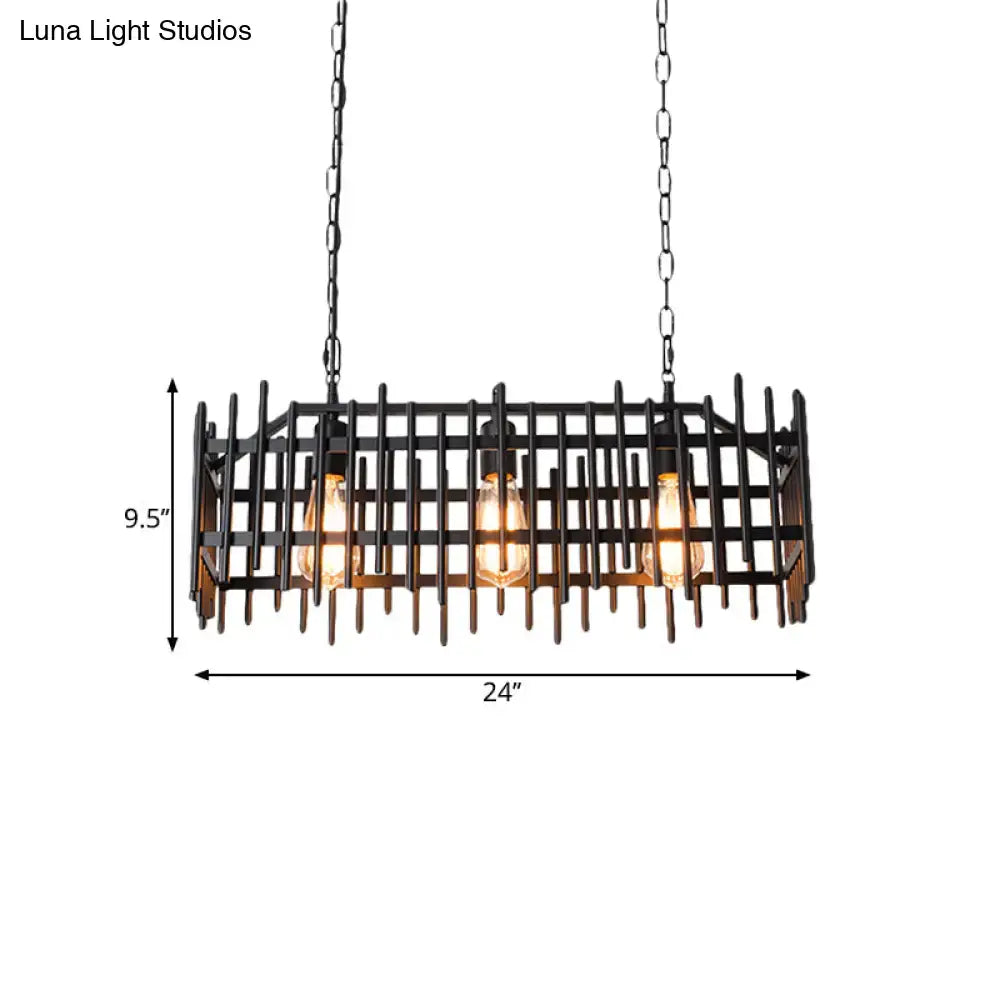 Antique style black & rust wire cage island light kitchen pendant