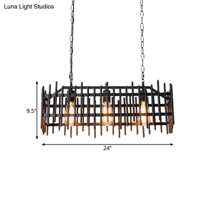 Antique style black & rust wire cage island light kitchen pendant