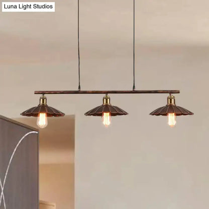 Antique style metal 3 light industrial island pendant dining room