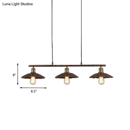 DecorBites™ Antique Style Metal Island Light with Scalloped Edges - Rustic 3-Head Pendant Lighting for Dining Table