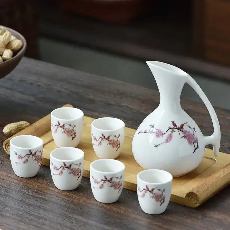 Antique white ceramic cherry blossom warming container dining room set