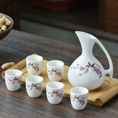 Antique white ceramic cherry blossom warming container dining room set