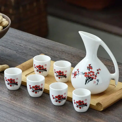 Antique white ceramic cherry blossom warming container dining room set