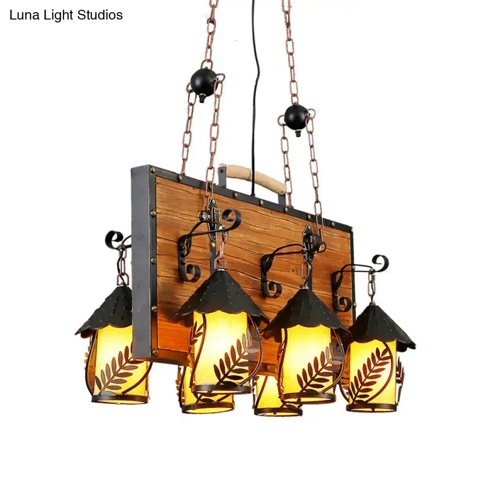 Rustic antique white 6 light chandelier with clear glass shades dining
