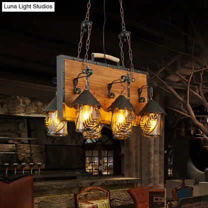 Rustic antique white 6 light chandelier with clear glass shades dining