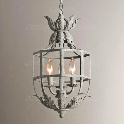 Antique wrought iron elegant candle chandelier dining room lantern