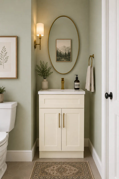 24 Inch Antique White Shaker Single Sink Bathroom Vanity