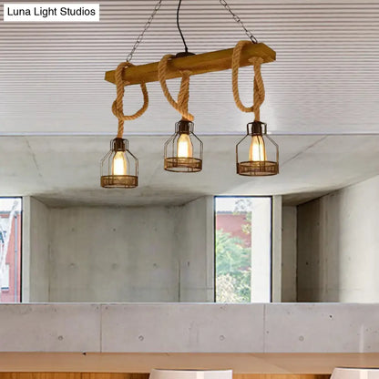 DecorBites™ Antiqued Black Pendant Chandelier – Caged Restaurant Island Lighting (3 Lights)