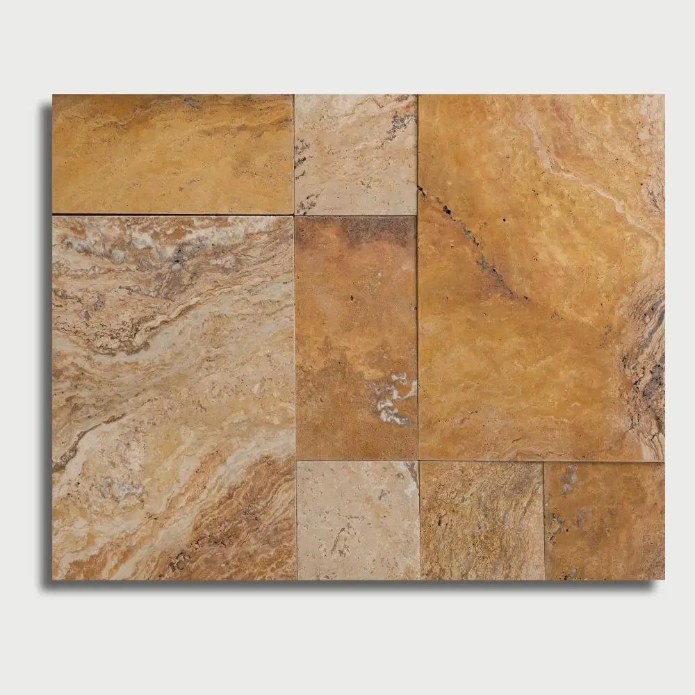 Rustic Blend Tumbled French Pattern Travertine Pavers French Pattern