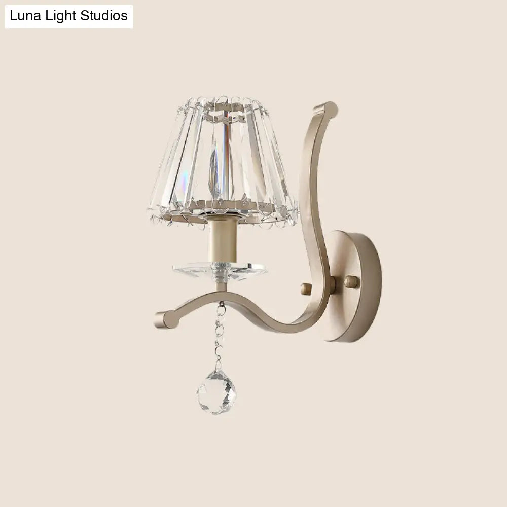 DecorBites™ Antiqued Gold Crystal Prism Wall Sconce - Minimalist 1 Head Light Fixture