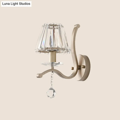 DecorBites™ Antiqued Gold Crystal Prism Wall Sconce - Minimalist 1 Head Light Fixture