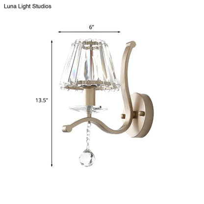 DecorBites™ Antiqued Gold Crystal Prism Wall Sconce - Minimalist 1 Head Light Fixture