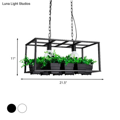 DecorBites™ Antiqued Metal Island Lamp: 2 Heads, Black/White, Hanging Ceiling Light for Restaurants - 21.5"/25.5" Long
