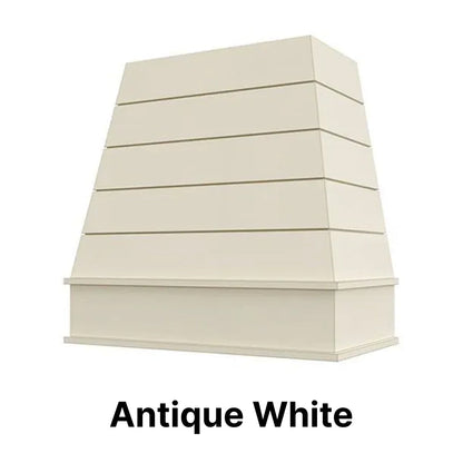 Wood Range Hood With Tapered Shiplap Front and Block Trim - 30", 36", 42", 48", 54" and 60" Widths Available