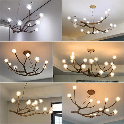 Antler style dark brown glass bubble led pendant light dining room