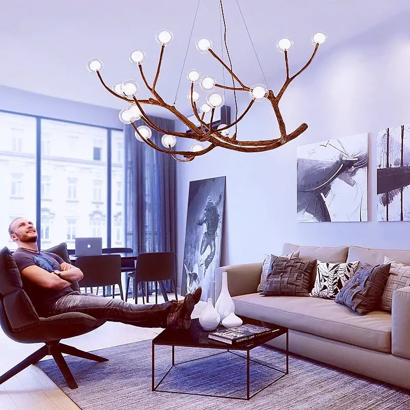 Antler style dark brown glass bubble led pendant light dining room