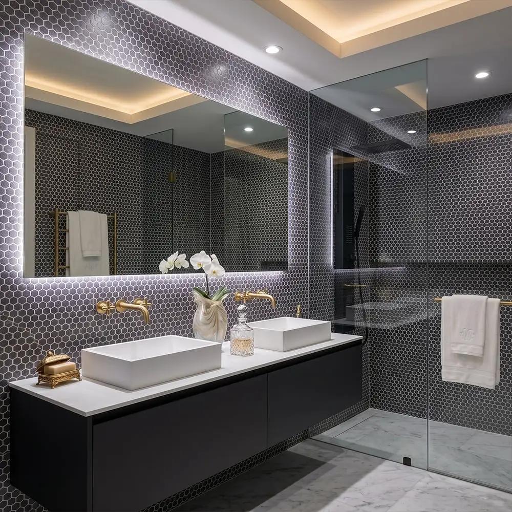 Antracite Honed Hexagon Glass Mosaics 11 3/4x11 1/2