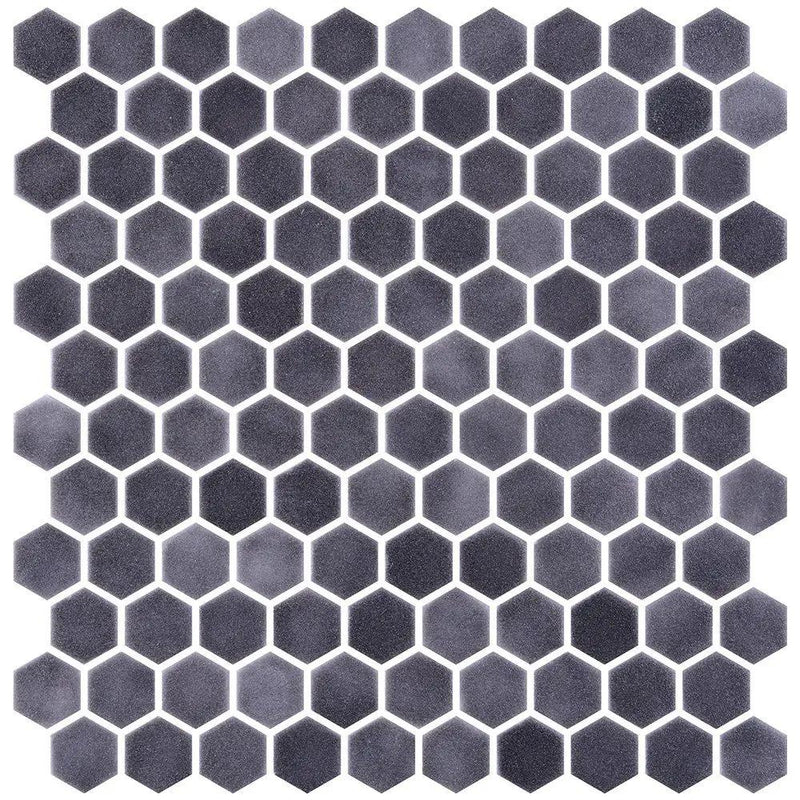 Antracite Honed Hexagon Glass Mosaics 11 3/4x11 1/2