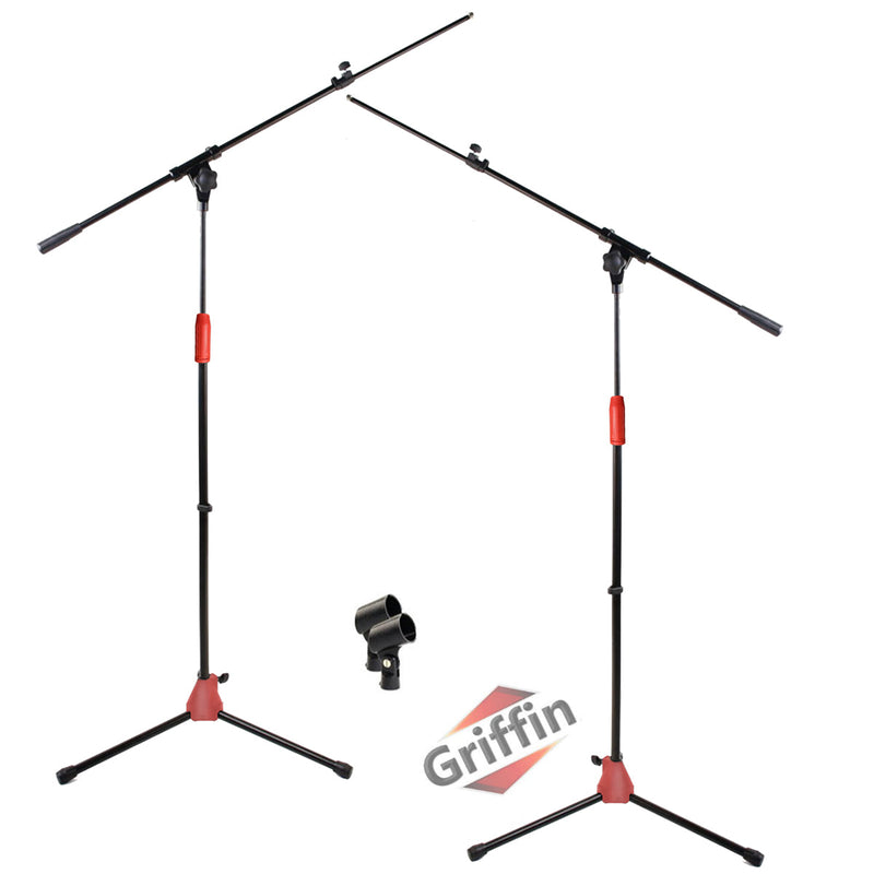 Microphone Stand with Boom Arm (Pack of 2) by GRIFFIN - Adjustable Holder Mount For Studio Recording Accessories, Singing Vocal Live Karaoke Mic