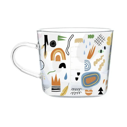 Apricot and orange pattern 500ml glass mug for kitchen breakfast