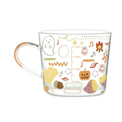 Apricot and orange pattern 500ml glass mug for kitchen breakfast