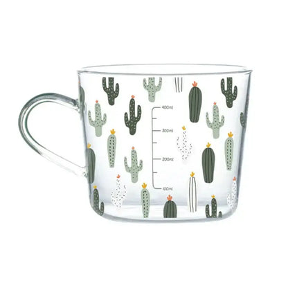 Apricot and orange pattern 500ml glass mug for kitchen breakfast