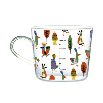 Apricot and orange pattern 500ml glass mug for kitchen breakfast