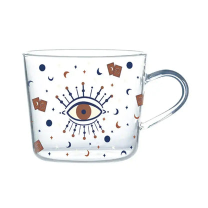 Apricot and orange pattern 500ml glass mug for kitchen breakfast
