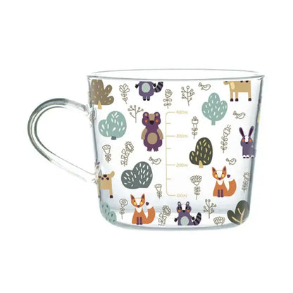 Apricot and orange pattern 500ml glass mug for kitchen breakfast