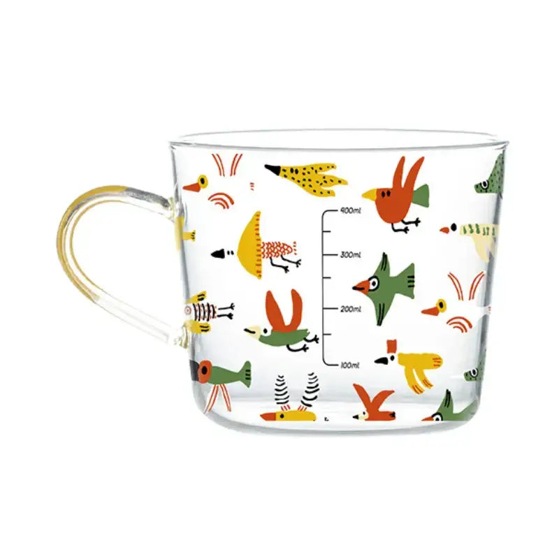 Apricot and orange pattern 500ml glass mug for kitchen breakfast