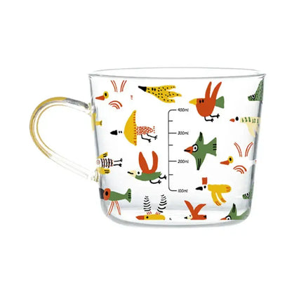 Apricot and orange pattern 500ml glass mug for kitchen breakfast
