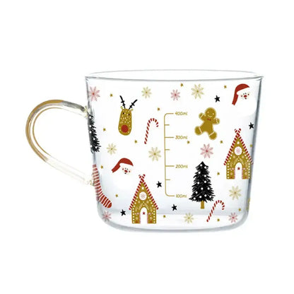 Apricot and orange pattern 500ml glass mug for kitchen breakfast