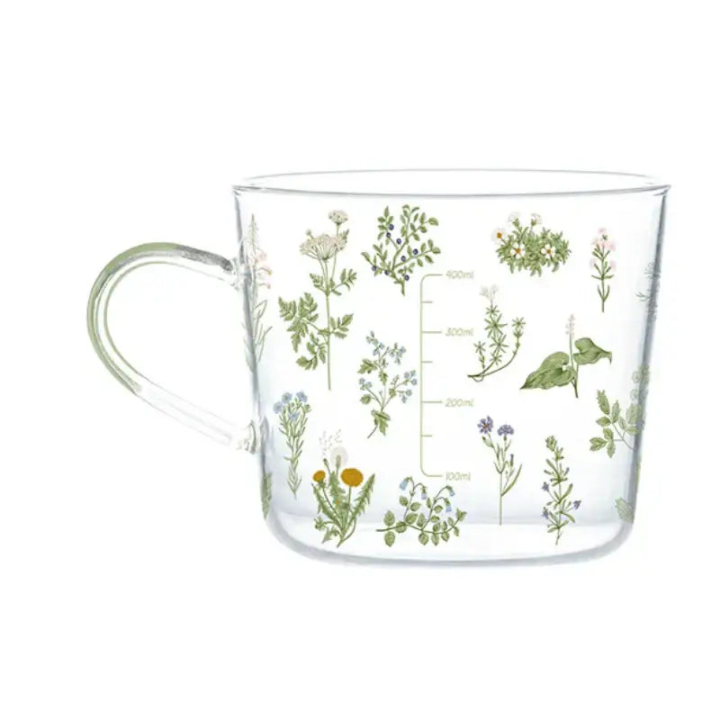 Apricot and orange pattern 500ml glass mug for kitchen breakfast