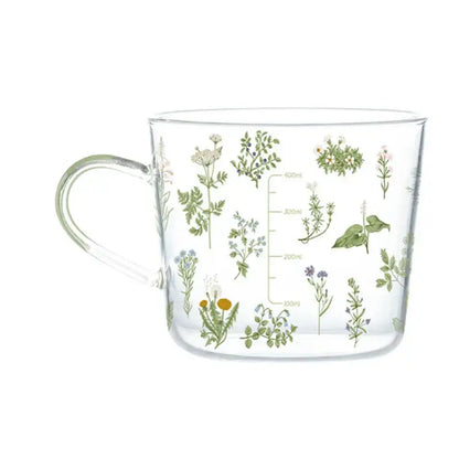 Apricot and orange pattern 500ml glass mug for kitchen breakfast