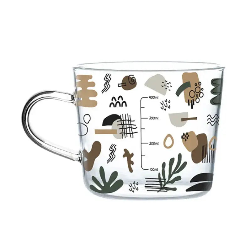 Apricot and orange pattern 500ml glass mug for kitchen breakfast