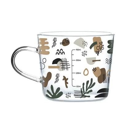 Apricot and orange pattern 500ml glass mug for kitchen breakfast