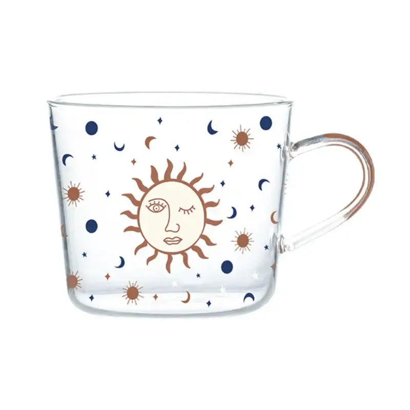 Apricot and orange pattern 500ml glass mug for kitchen breakfast
