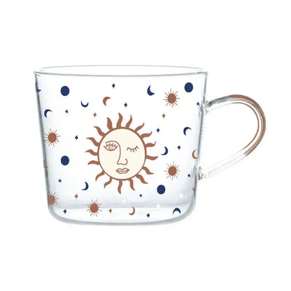 Apricot and orange pattern 500ml glass mug for kitchen breakfast
