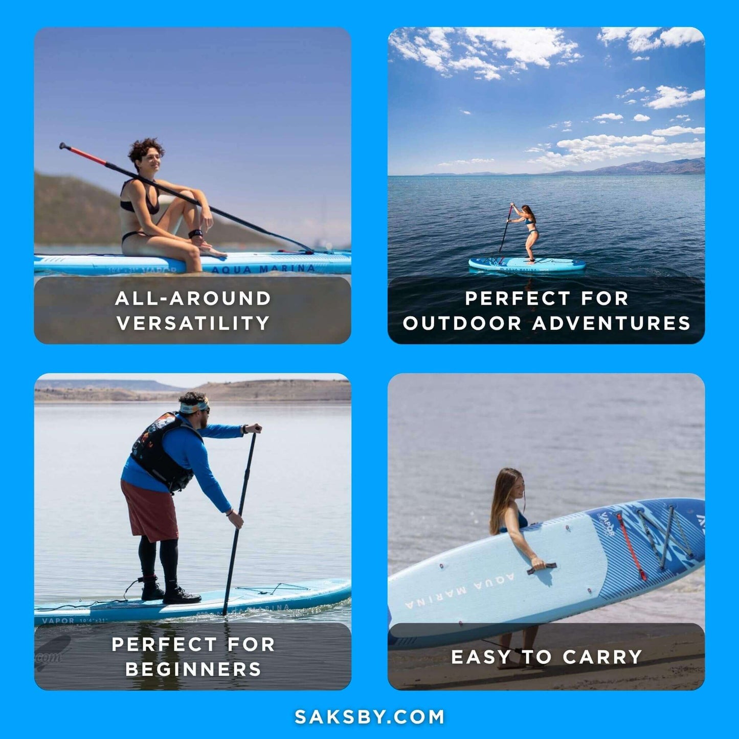 Aqua Marina Vapor 10FT All-Around SUP W/ Sand Ripple Grooved EVA Footpad [BT-23VAP] (SAK60532)