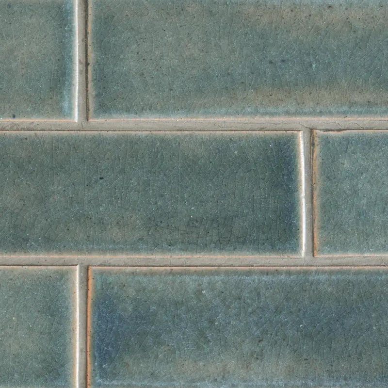 Aqua Blue Fine Textured Subway Thin Brick Tiles 2 1/8x7 1/2