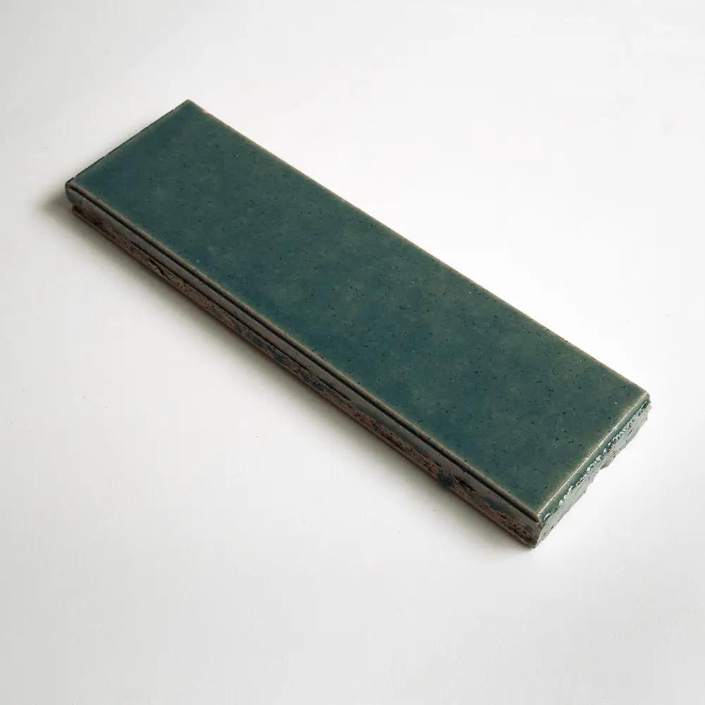 Aqua Blue Textured Glazed Terracotta Tiles 2 1/8x7 1/2