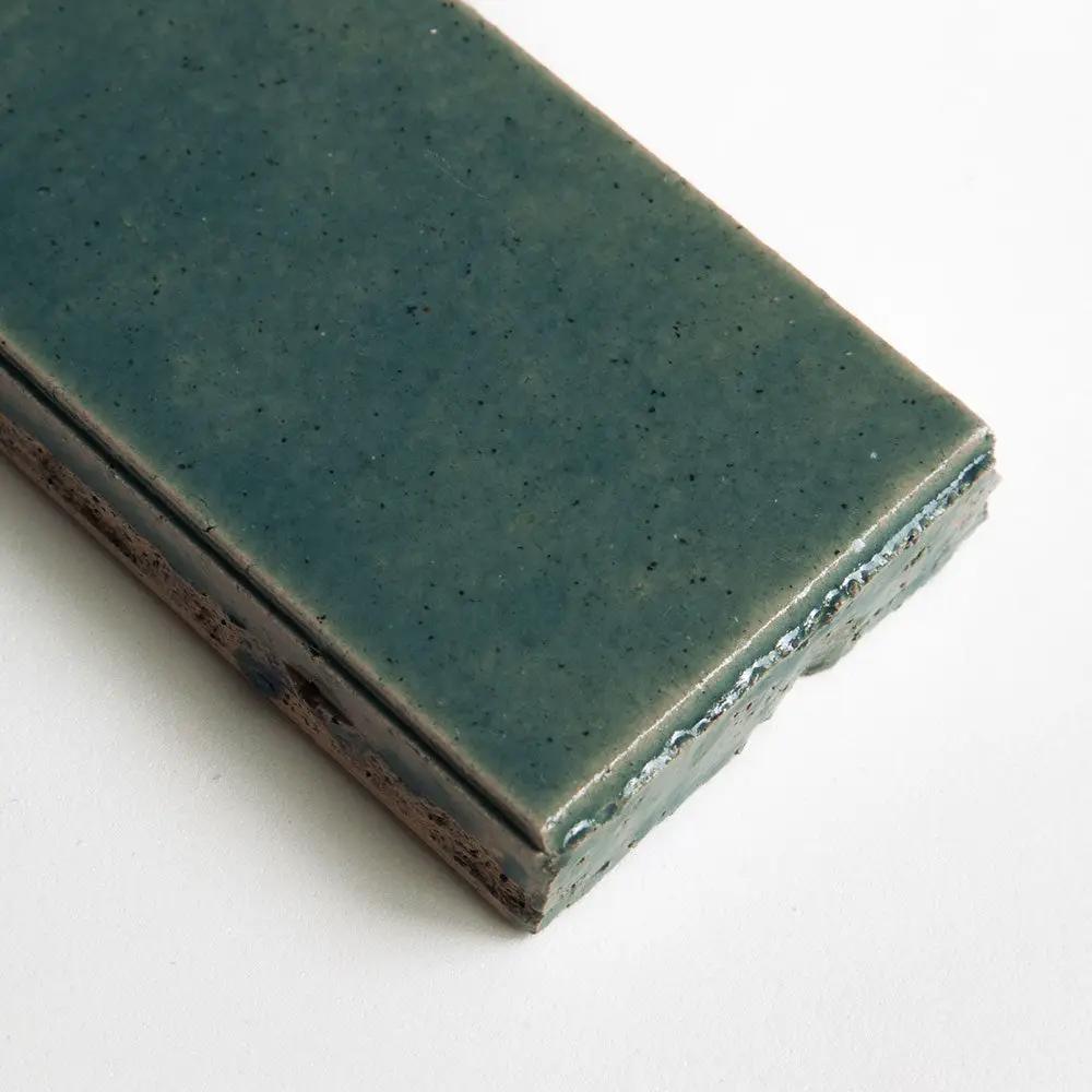 Aqua Blue Textured Glazed Terracotta Tiles 2 1/8x7 1/2