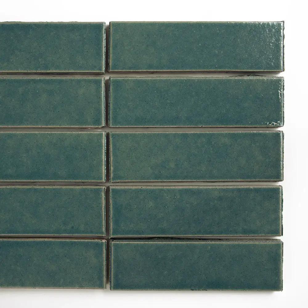 Aqua Blue Textured Glazed Terracotta Tiles 2 1/8x7 1/2