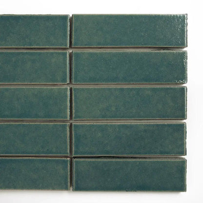 Aqua Blue Textured Glazed Terracotta Tiles 2 1/8x7 1/2