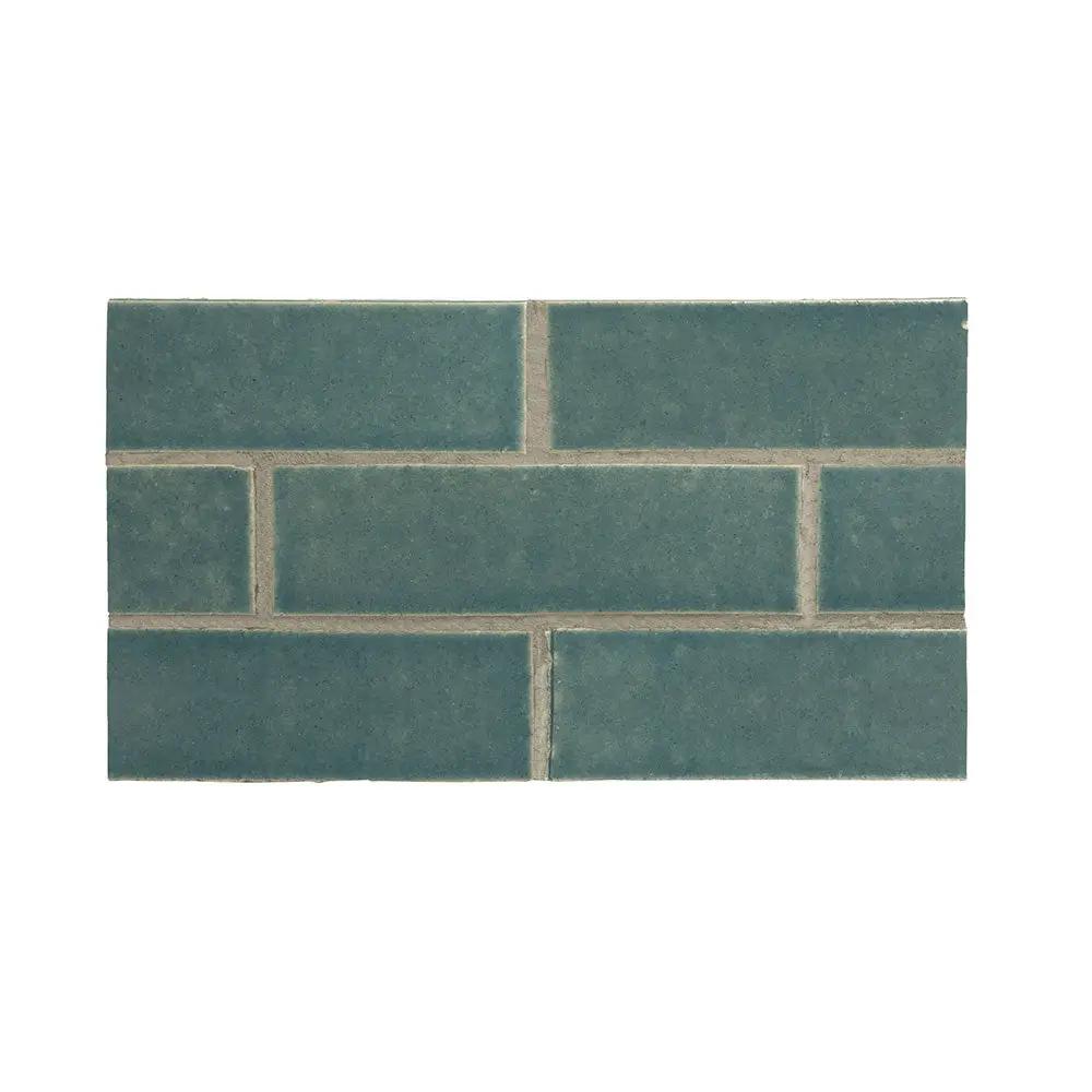 Aqua Blue Textured Glazed Terracotta Tiles 2 1/8x7 1/2